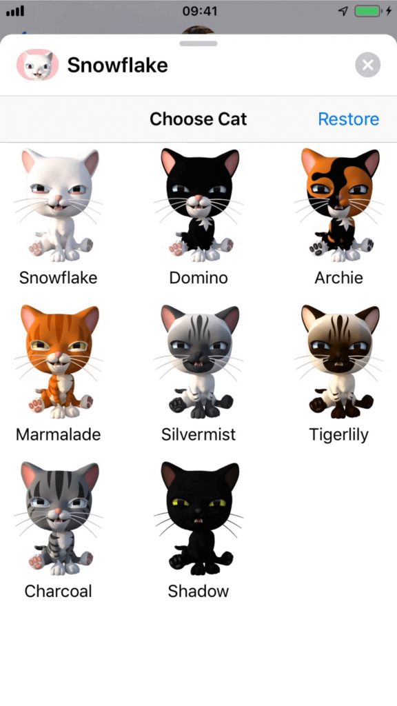 All eight animated cats